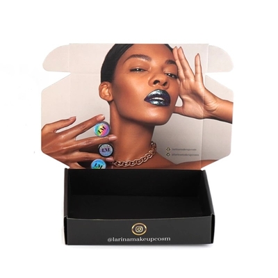 Dập nổi Debossing Mỹ phẩm Black Mailer Box Hộp lưu trữ tóc giả Kích thước tùy chỉnh