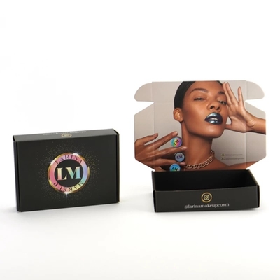 Dập nổi Debossing Mỹ phẩm Black Mailer Box Hộp lưu trữ tóc giả Kích thước tùy chỉnh